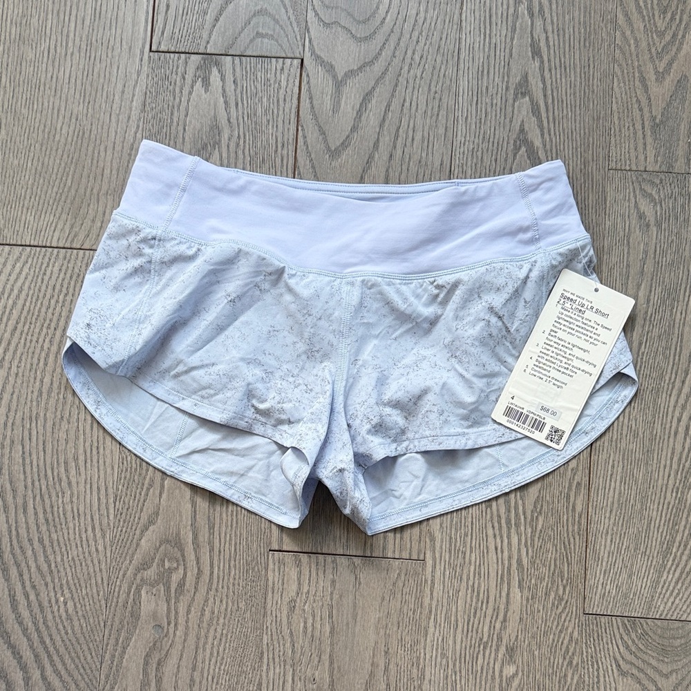 Lululemon Speed Up LR Shorts 2.5” Lined Size 4 Light Blue Gray Marble